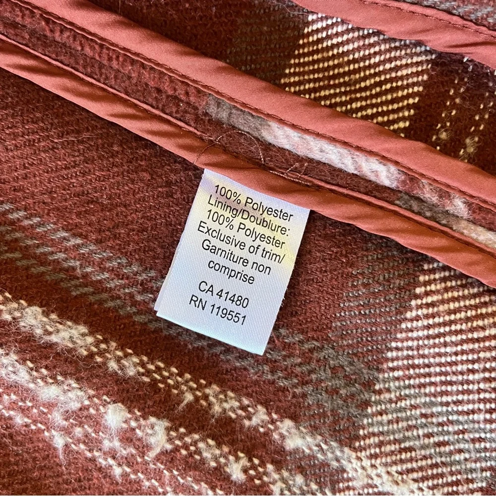 Gentle Fawn Leighton Jacket Red and Cream Plaid Flannel Button Up Long Shacket - Picture 8 of 9